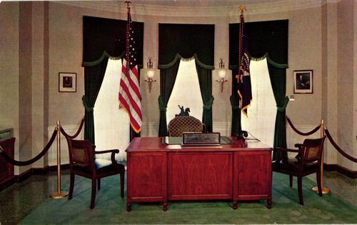 Desk chairs and flags - desk,